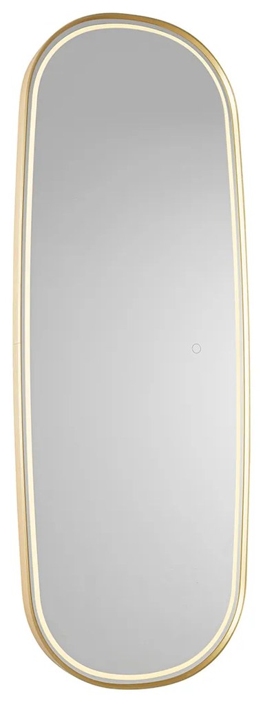 Espelho de casa de banho moderno dourado com LED e dimmer tátil - Geraldien Moderno