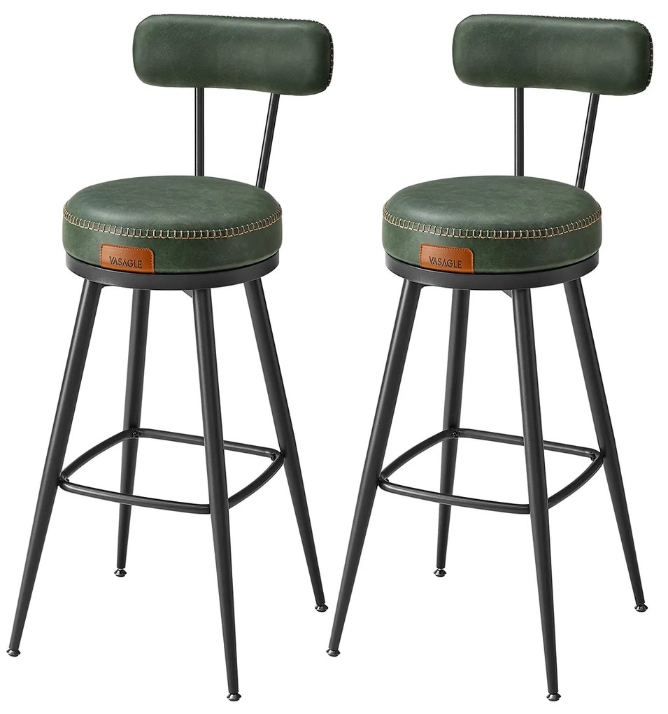 Conjunto de 2 bancos de bar com encosto giratório Coleção EKHO 57 x 57 x 101 cm verde floresta