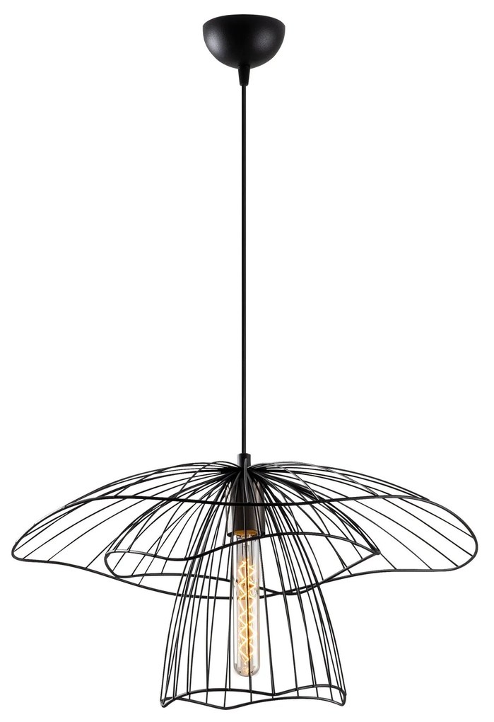 Candeeiro Chandelier Tel – Preto – 50 cm de Diâmetro, Altura Ajustável