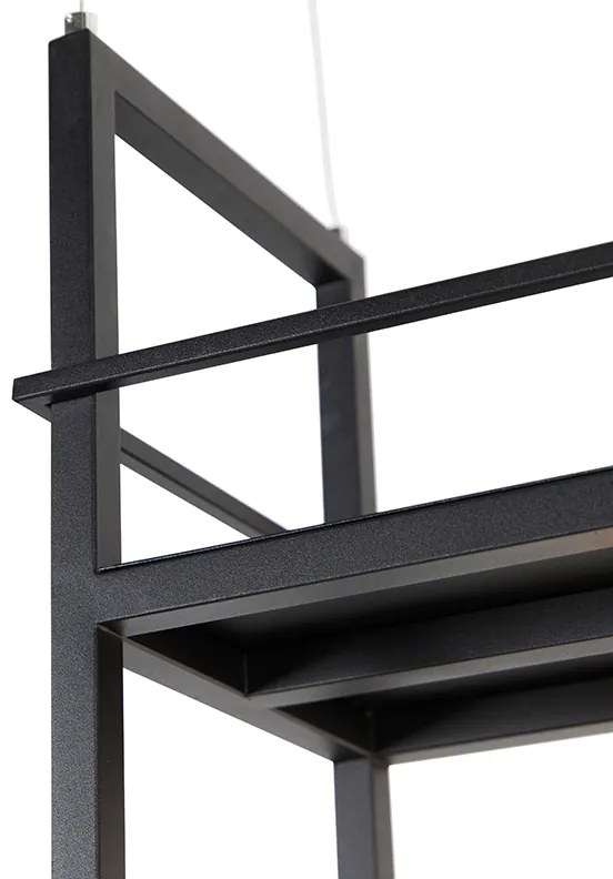 Candeeiro de suspensão inteligente preto com prateleira grande 4 luzes incl. Wifi G95 - Cage Rack