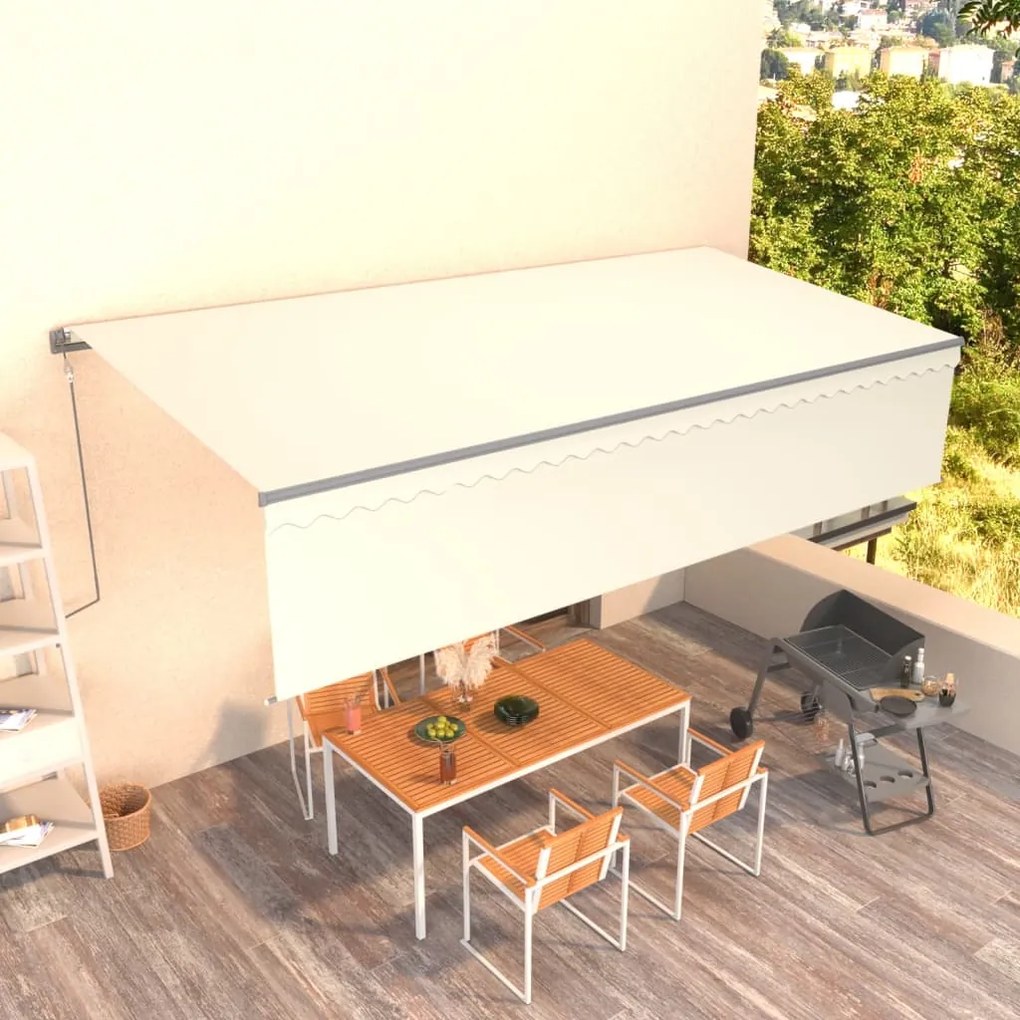 vidaXL Toldo retrátil automático com estore 6x3 m cor creme