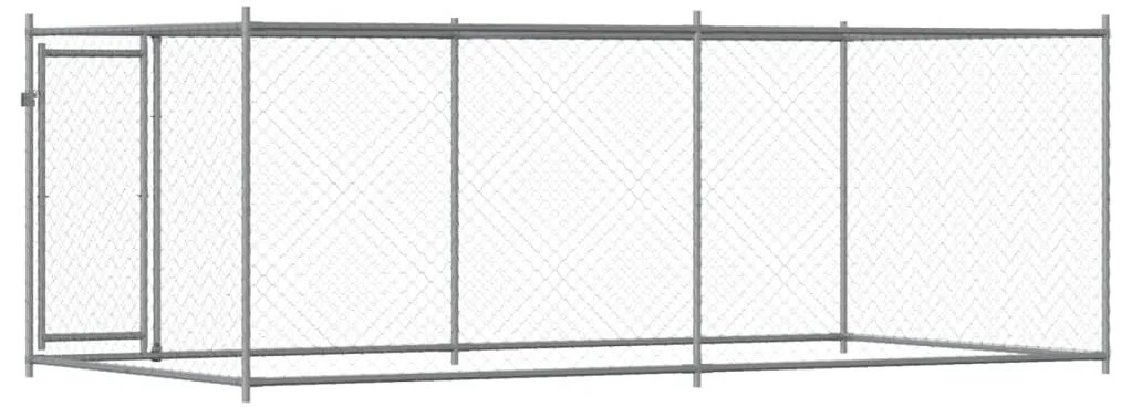 Jaula para cão com porta 4x2x1,5 m aço galvanizado cinzento