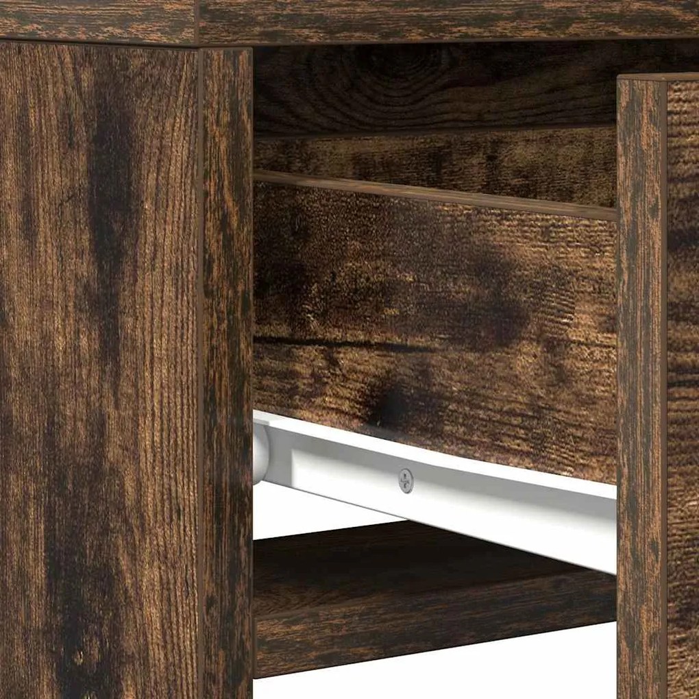 Mesa de Maquilhagem vidaXL com Luzes LED Carvalho Fumado 50x41x140 cm