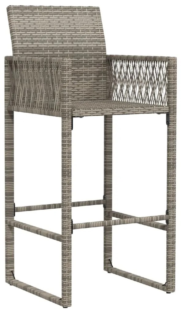 Bancos de bar para jardim 2 pcs vime PE cinzento