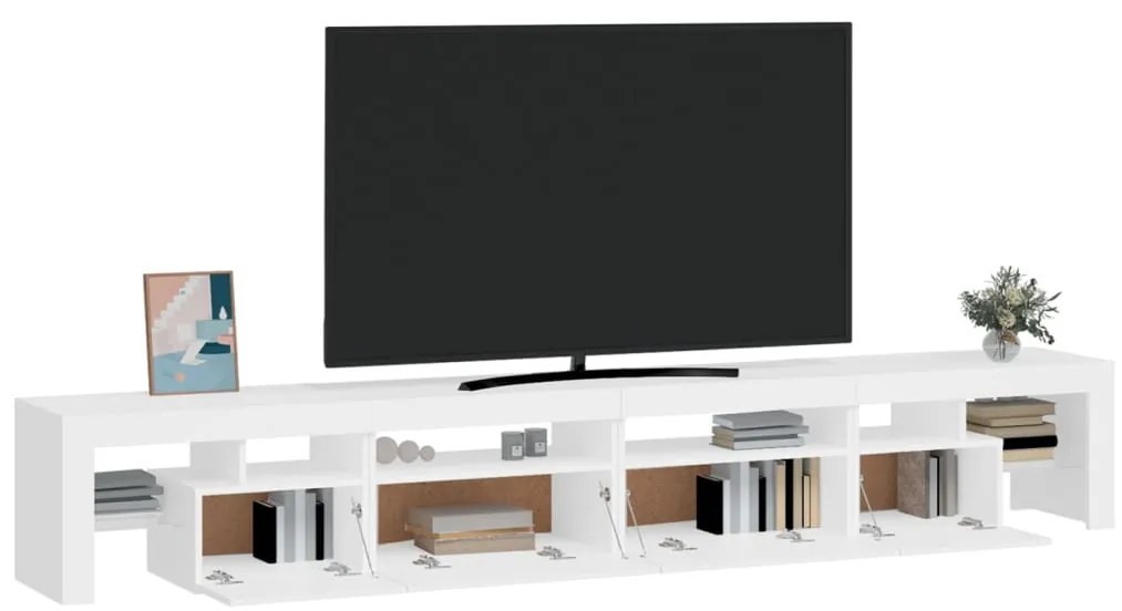 Móvel de TV com luzes LED 260x36,5x40 cm branco