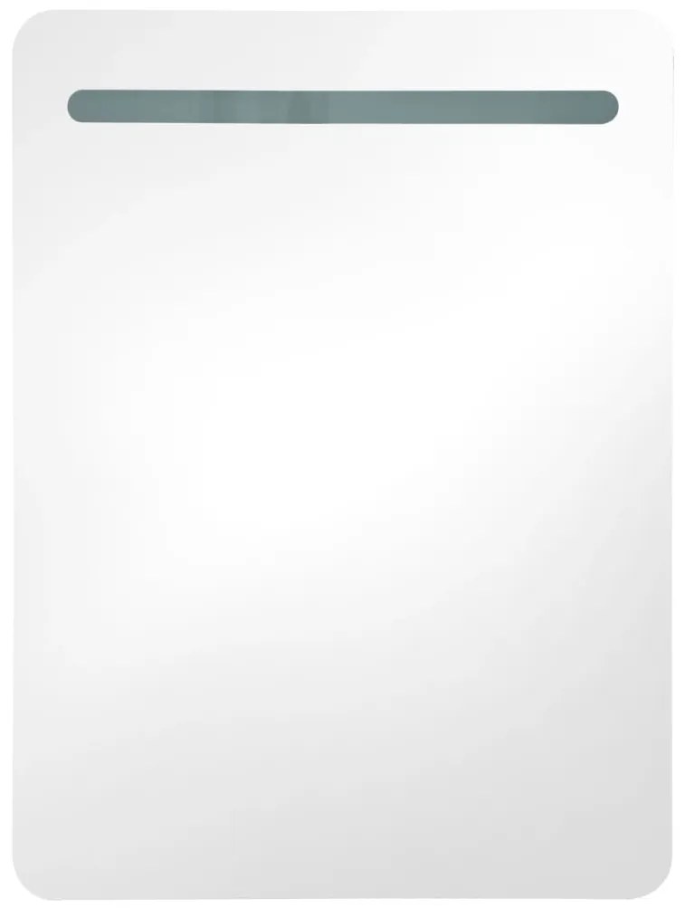 Armário espelhado casa de banho LED 60x11x80 cm branco/carvalho