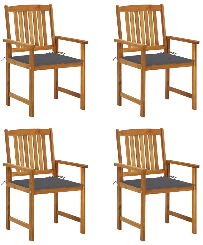 vidaXL Cadeiras de jardim c/ almofadões 4 pcs madeira de acácia maciça