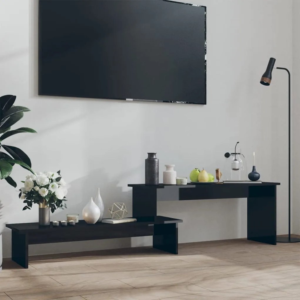 vidaXL Móvel de TV 180x30x43 cm derivados de madeira preto brilhante