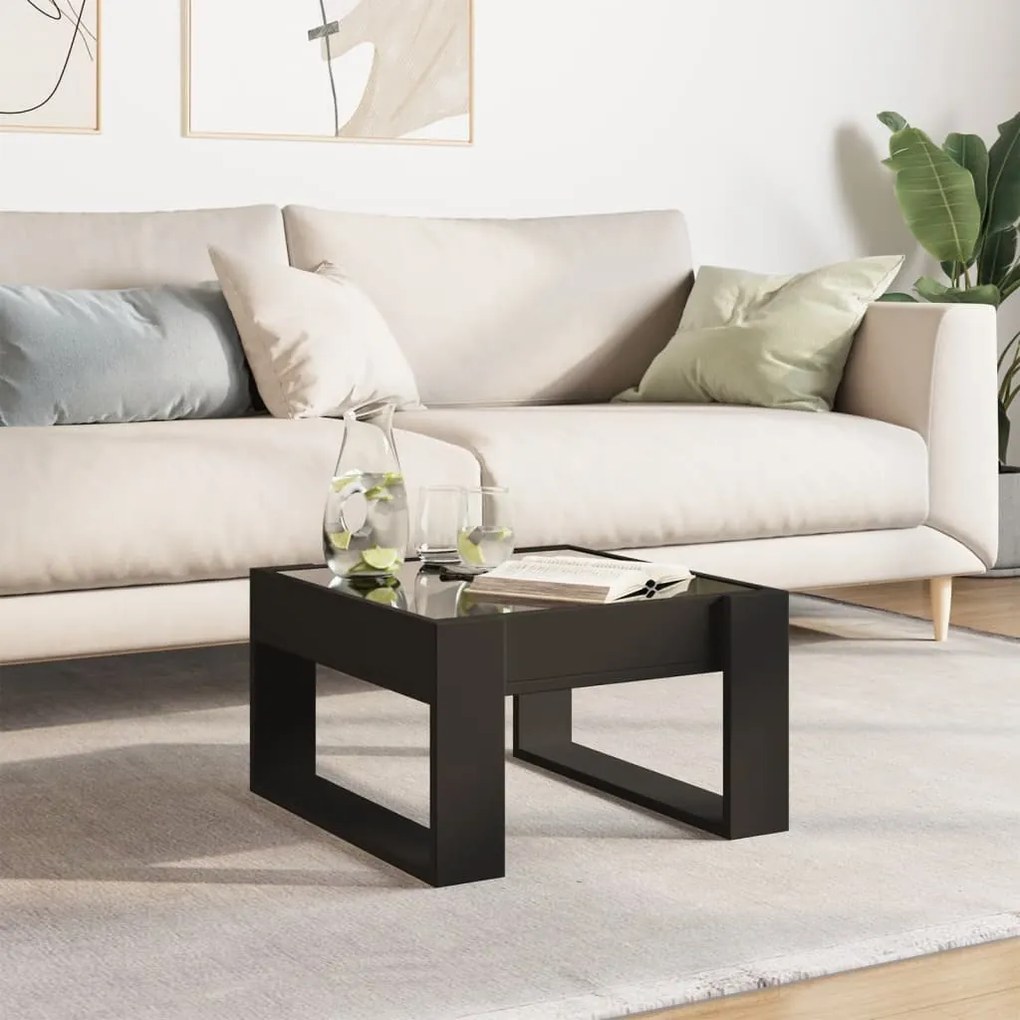 Mesa de centro luzes LED Infinity 50x53x30 cm preto