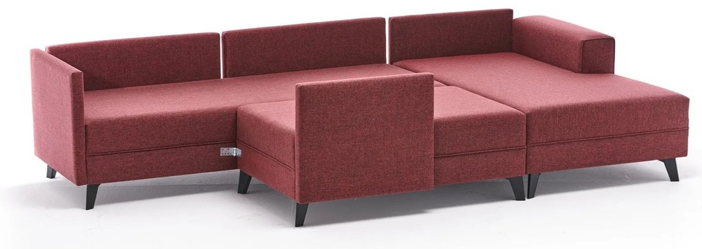 Sofá-Cama de Canto Efsun – Vermelho Claret – 300 x 78 x 202 cm