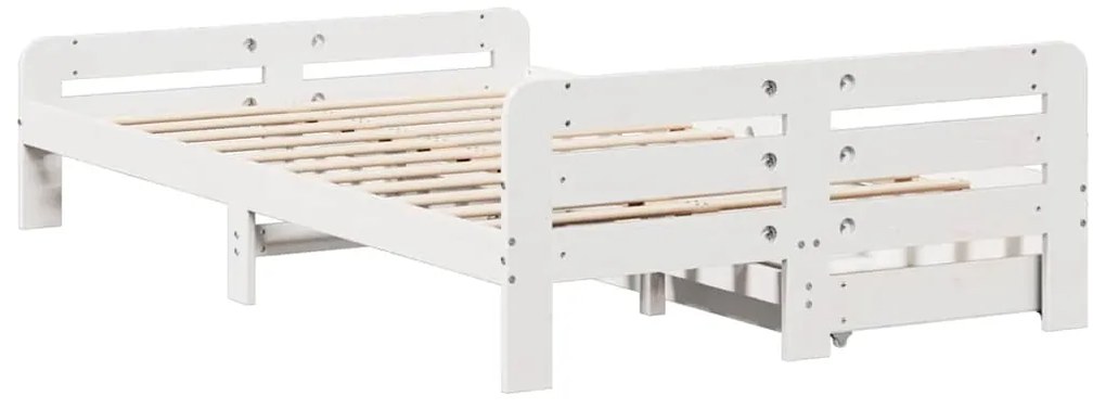 Cama sem colchão 120x190 cm madeira de pinho maciça branco