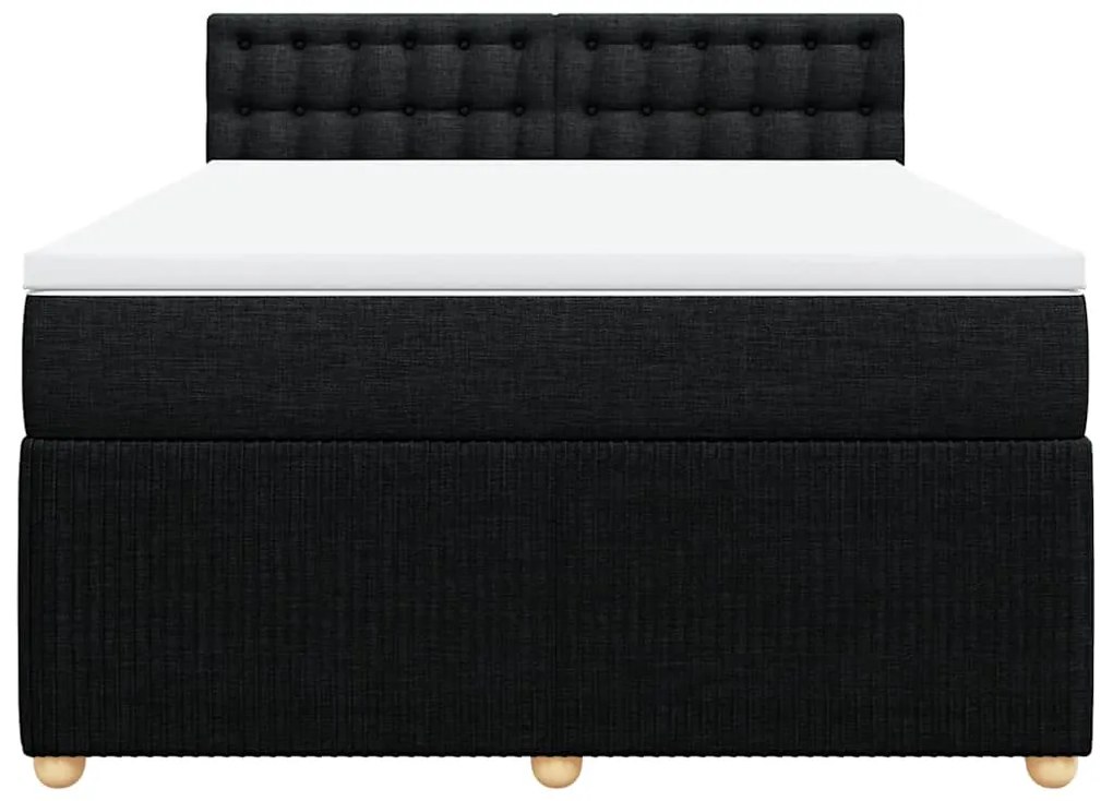 Cama com molas/colchão 140x190 cm tecido preto