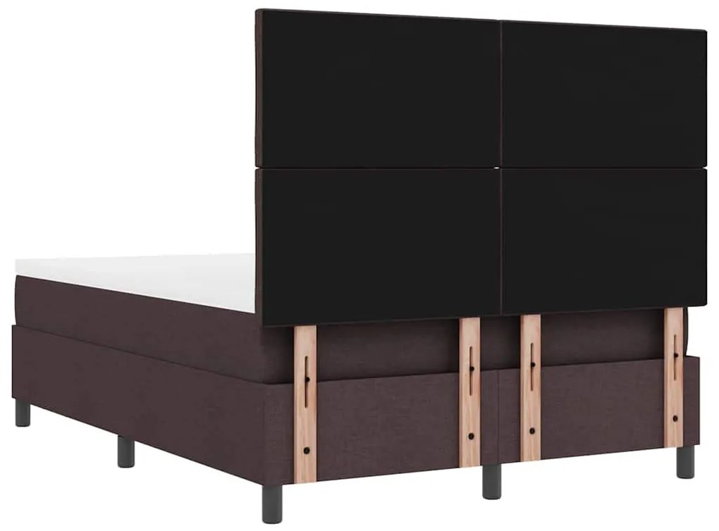 Cama Box com Colchão e Banco Marrom Escuro 140x200 cm Tecido