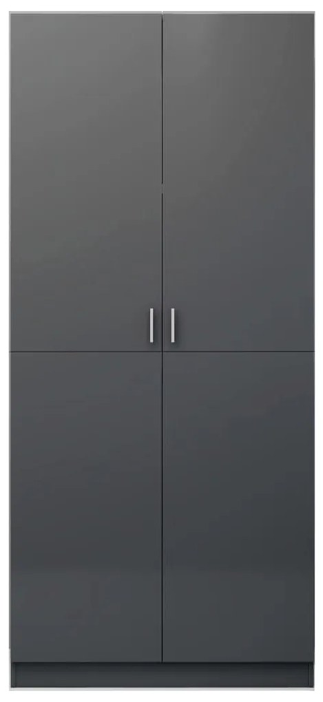 Roupeiro 90x52x200 cm derivados de madeira cinzento brilhante