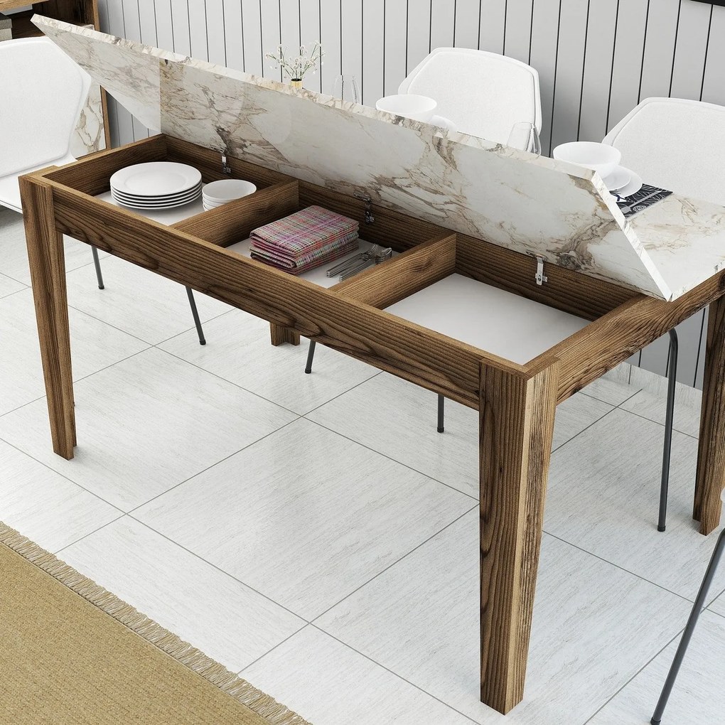 Mesa de Jantar "Milano" com Arrumação – 145x88x75 cm – Nogueira e Bran