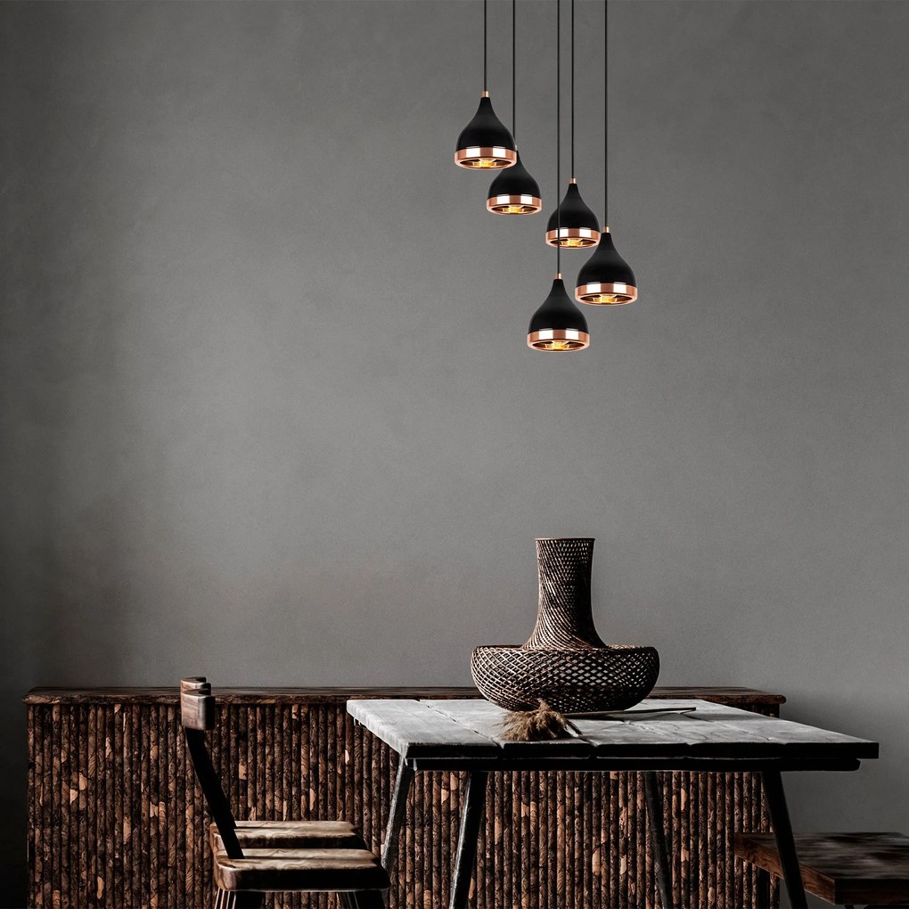 Chandelier Yildo – Preto Cobre – 43 x 43 cm