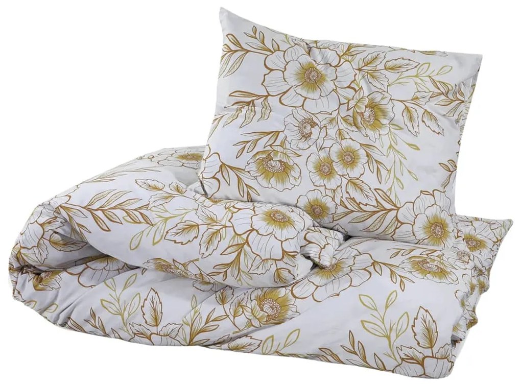Conjunto de capa de edredão 200x220cm algodão branco e castanho