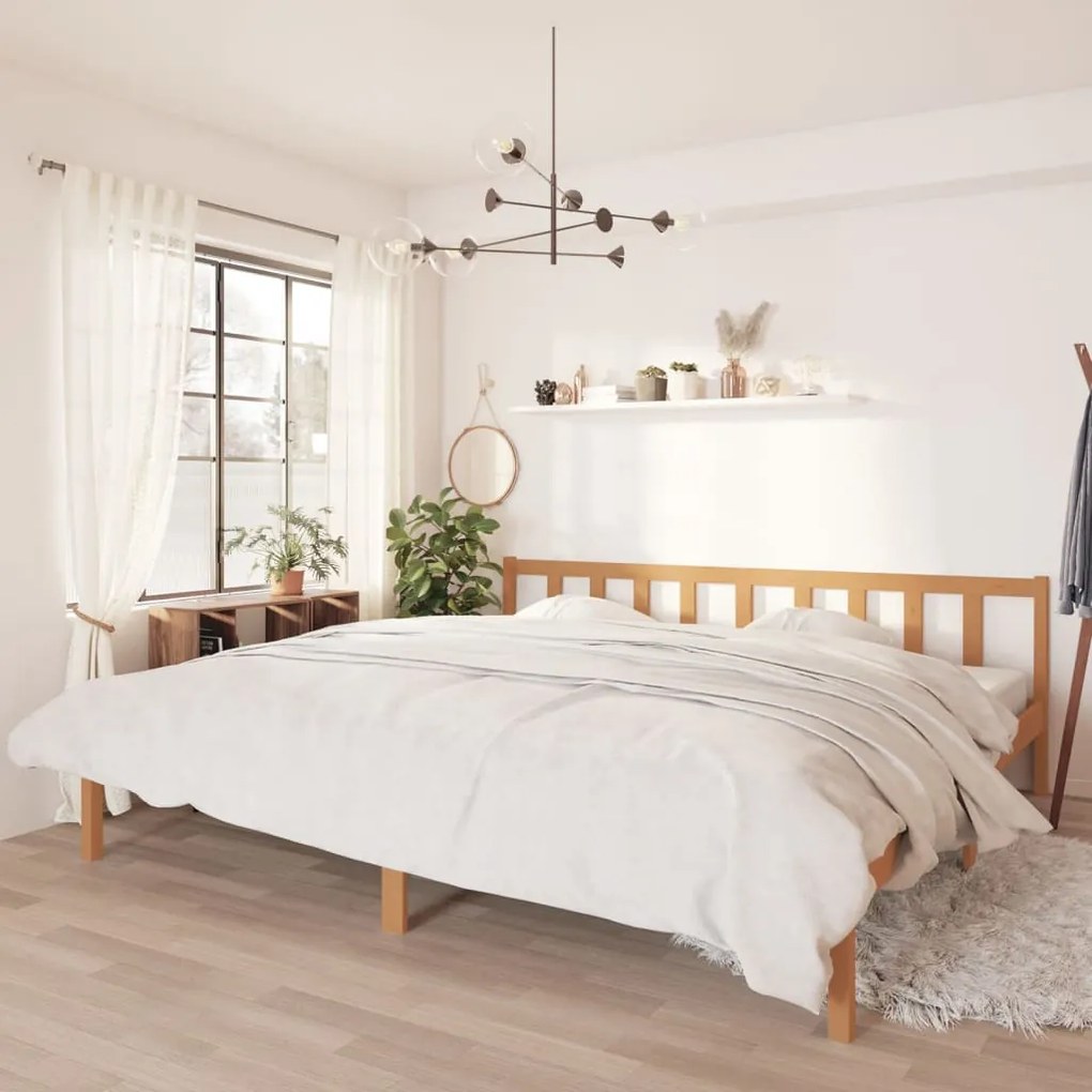vidaXL Estrutura de cama super king 180x200 cm pinho castanho-mel