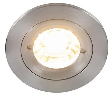 LED Foco embutido inteligente aço redondo IP44 incl. Wifi GU10 - Xena Moderno
