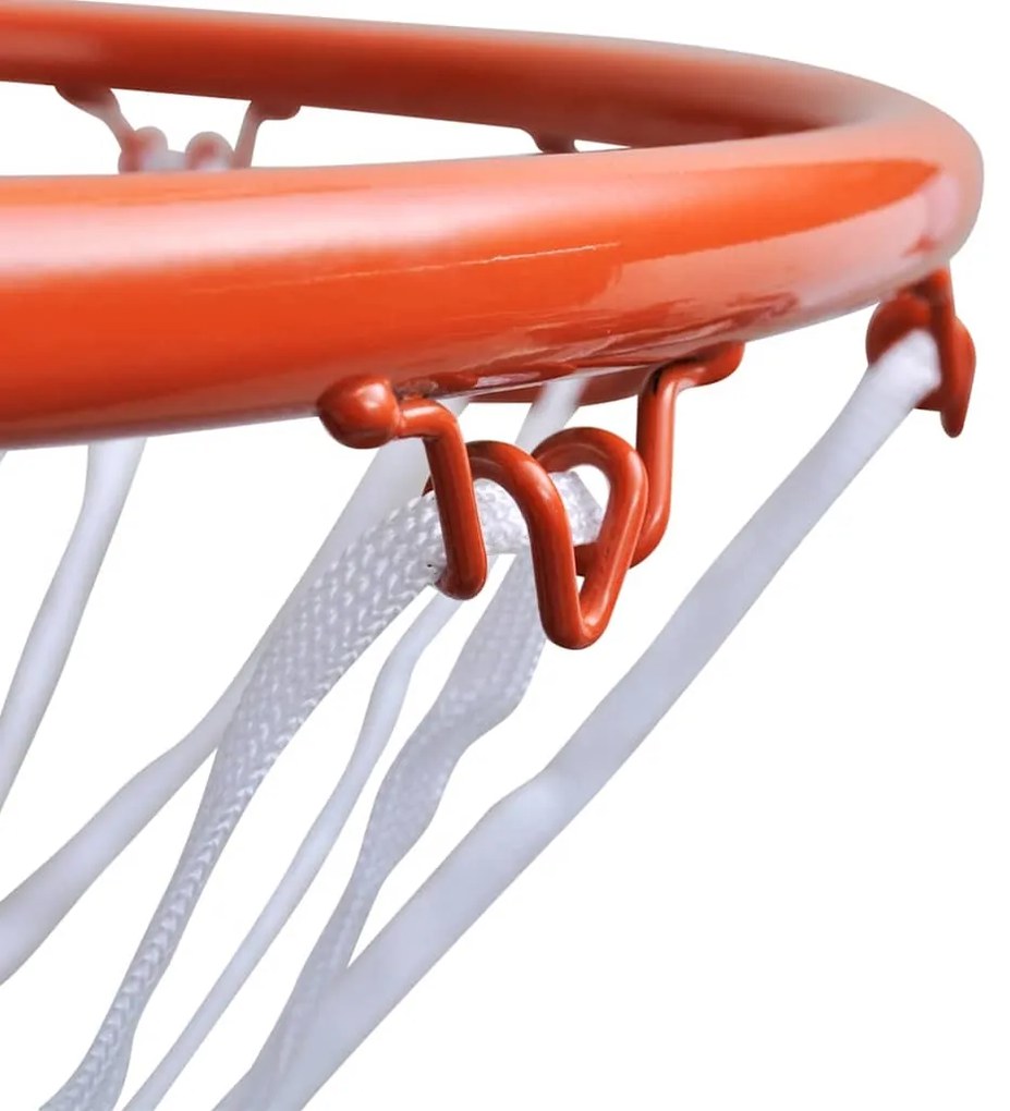 Cesto basquetebol com aro e rede 45 cm laranja
