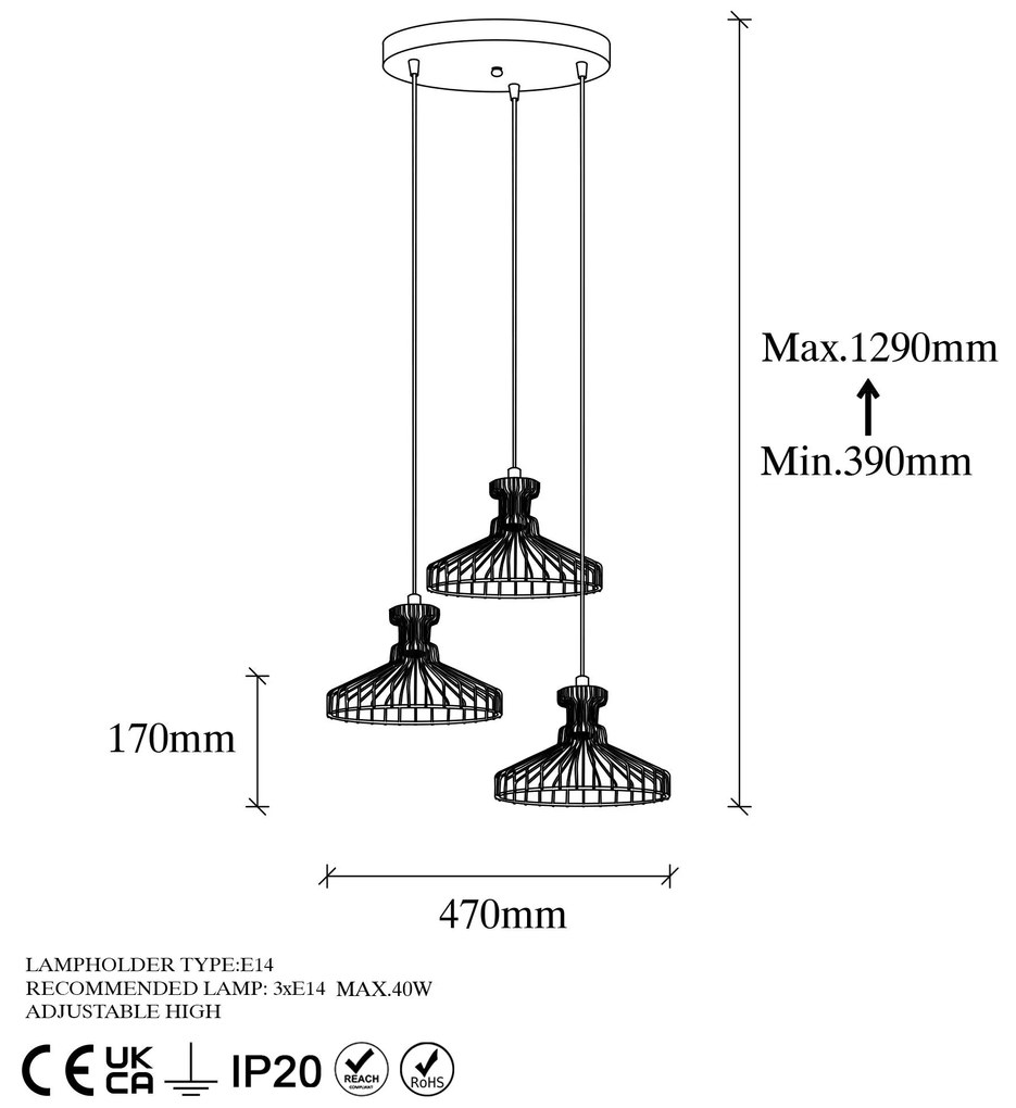 Chandelier Events – Dourado Brilhante – 47 x 47 x 115 cm