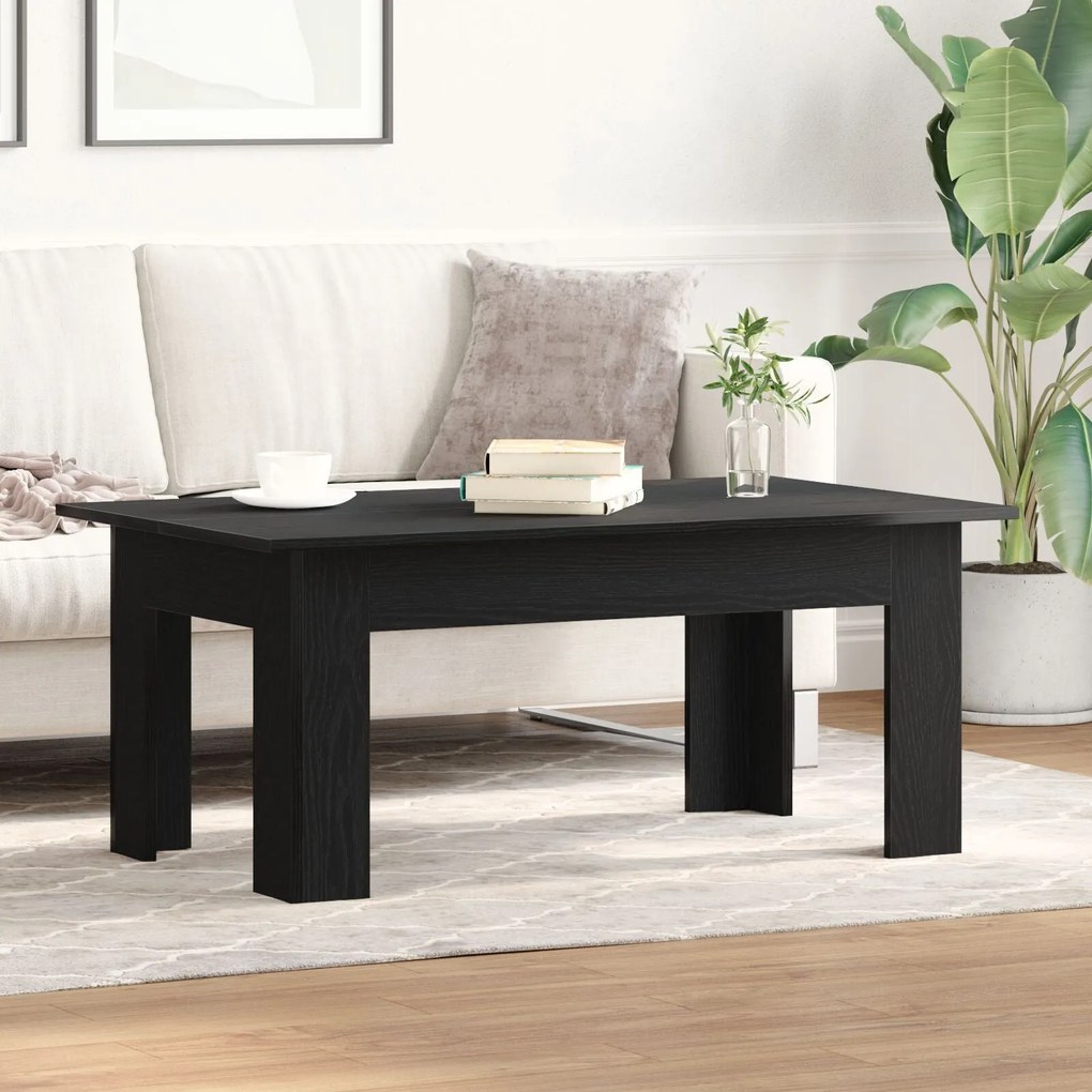 Mesa de café vidaXL Preta em Carvalho 100x60x42 cm em Madeira de Engen