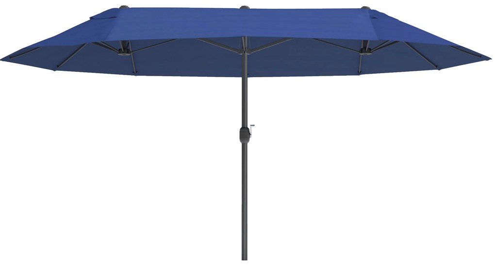Outsunny Guarda Sol de Jardim Duplo Retangular 4,6x2,7x2,4 m com Abertura e Fechamento Por Manivela Lona 180 g/㎡ Azul | Aosom Portugal