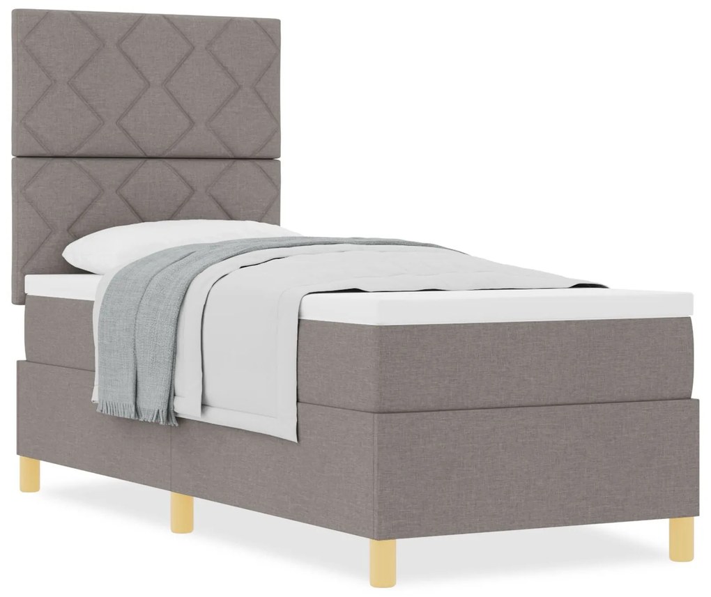 Cama Box Spring com Colchão Taupe 80x200 cm Tecido