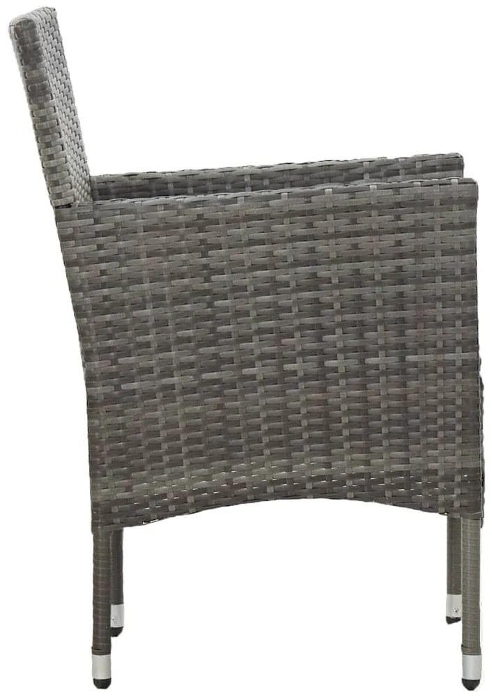 11 pcs conjunto de jantar para jardim vime PE cinzento