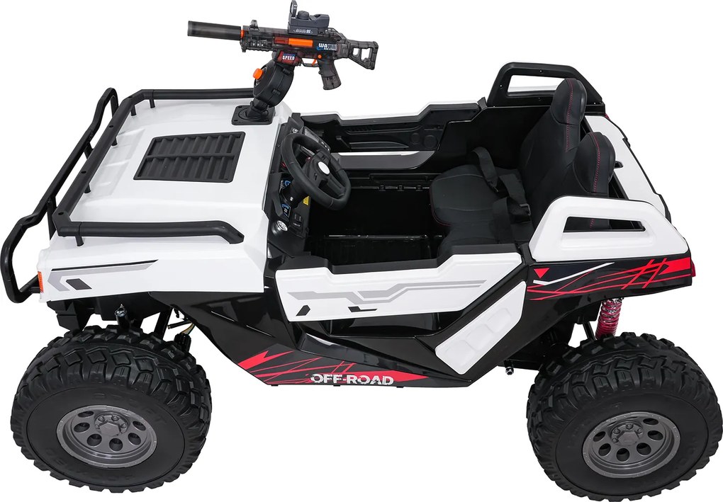 Buggy elétrico para Crianças 3 a 9 anos 24V, 2 lugares Rodas de espuma EVA, PROSPECTOR 4x4 STRONG Branco