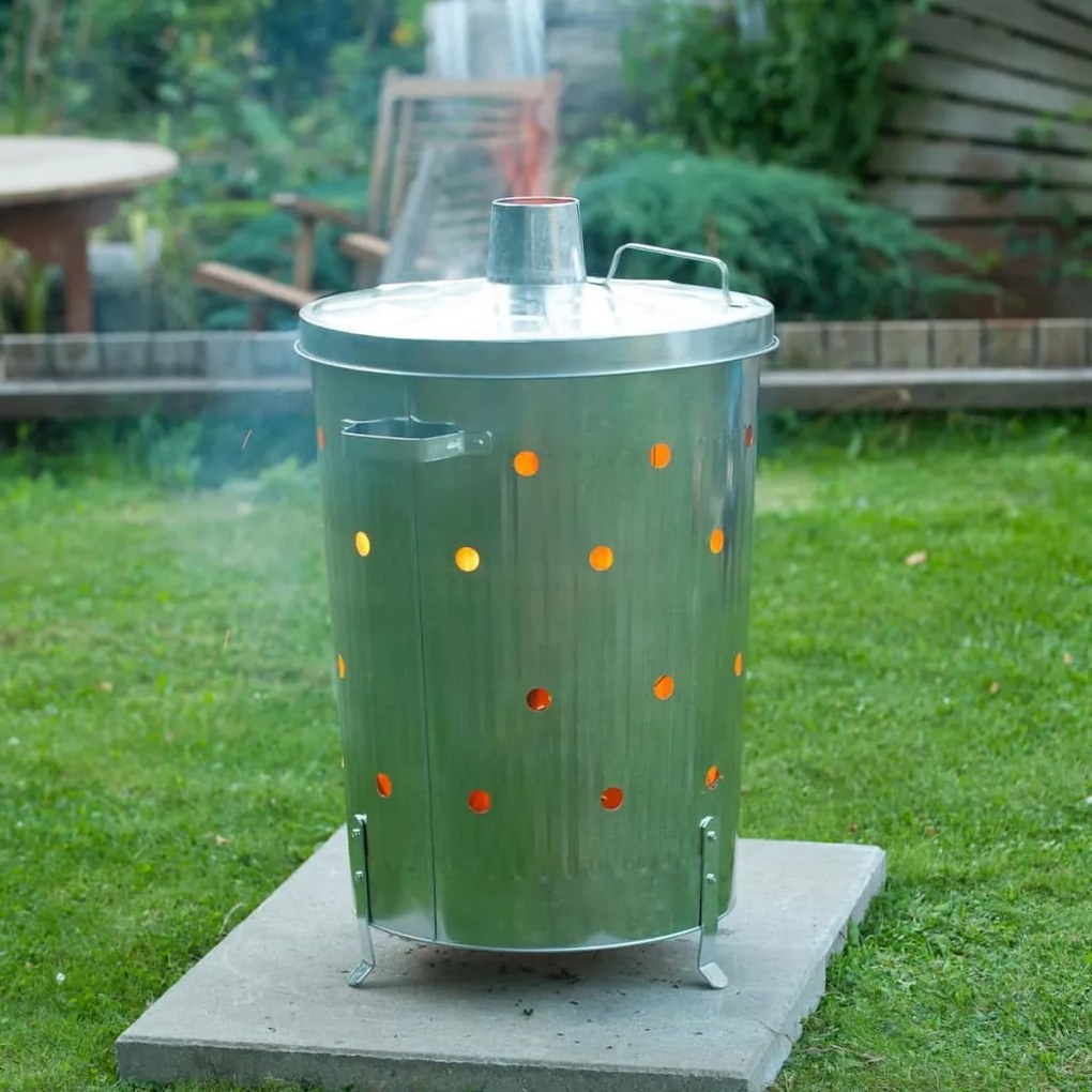 407109 Nature Incinerador de jardim redondo 46x72 cm aço galvanizado