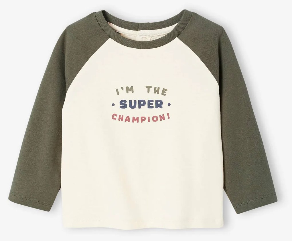 Camisola de manga comprida com impressão colocada na frente,  para bebé  caqui