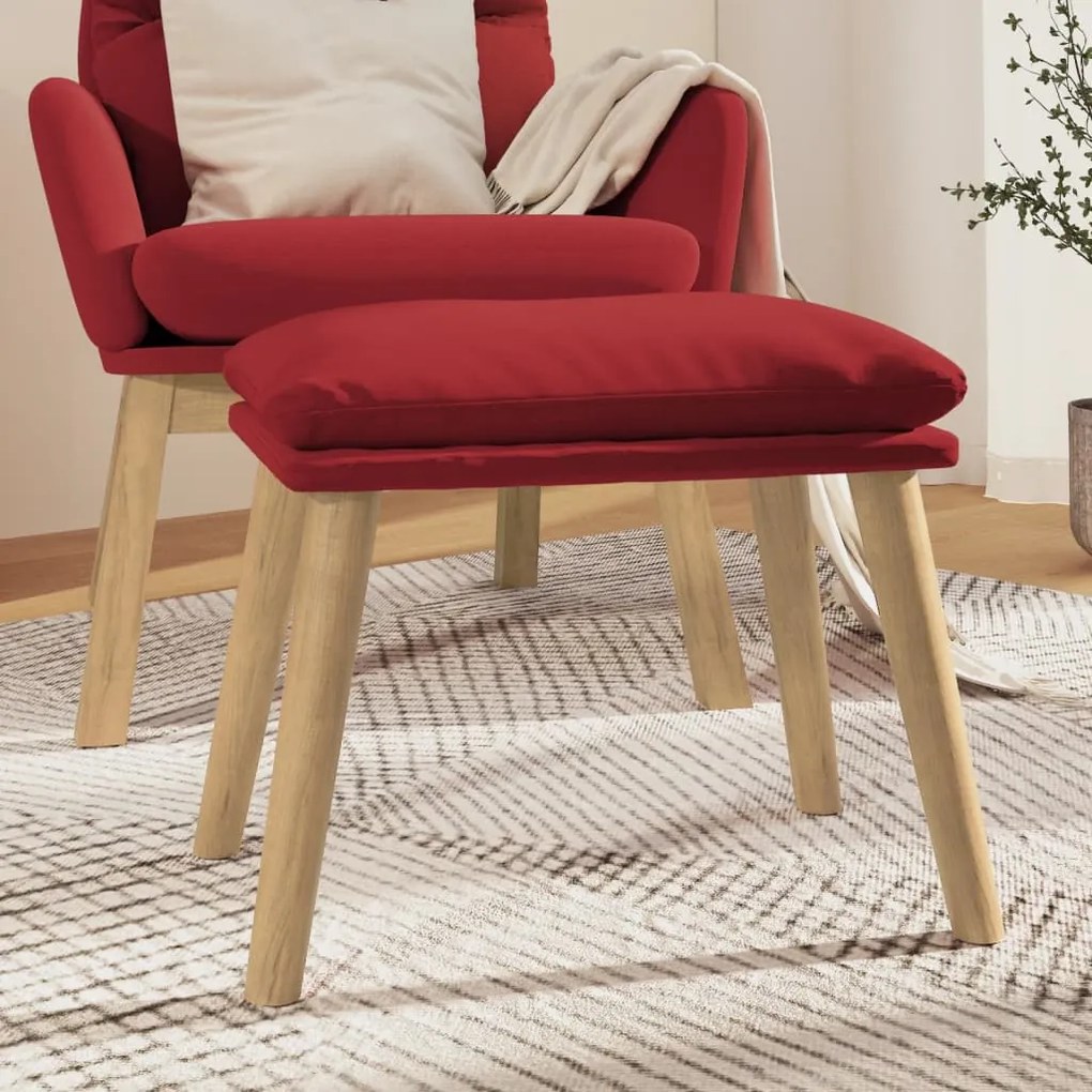 vidaXL Apoio de pés 45x29,5x35 cm veludo vermelho tinto