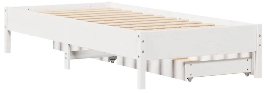 Cama sem colchão 100x200 cm madeira de pinho maciça branco