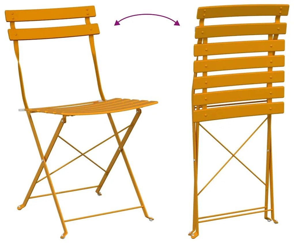 Conjunto de bistrô dobrável de 3 peças vidaXL Mostarda Amarelo Aço