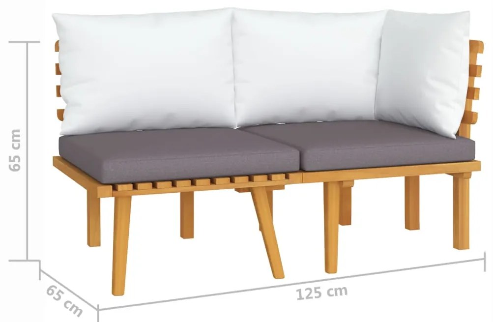 2 pcs conjunto lounge de jardim c/ almofadões acácia maciça