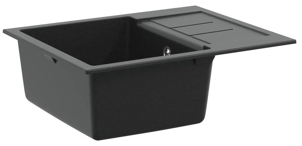 vidaXL Pia Preto 620 x 500 mm 80% Quartzo e 20% Resina