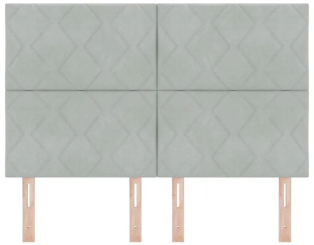 Cabeceira LED com Design de Blocos de Diamante em Cinza Claro, 144 cm