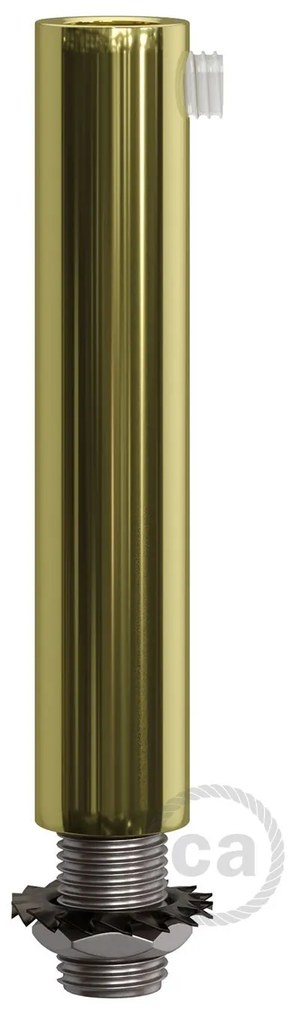 Brass finish metal round 7 cm strain relief clamp provided with threaded tube nut and washer