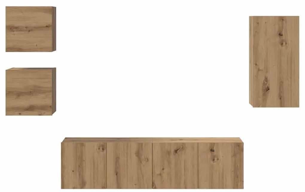 Conjunto de móvel de TV com prateleira 5 pcs carvalho artisiano