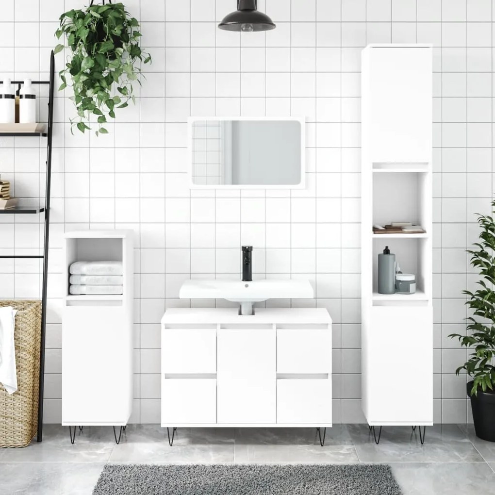 vidaXL Armário de casa de banho 80x33x60 cm derivados madeira branco