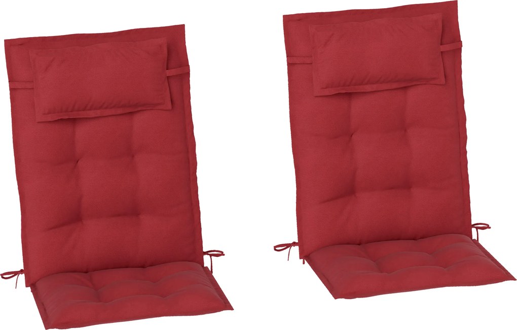Outsunny Conjunto de 2 almofadas para espreguiçadeira repelente à água, almofadas para espreguiçadeira de jardim 50x116x5 cm, Bordô | Aosom Portugal