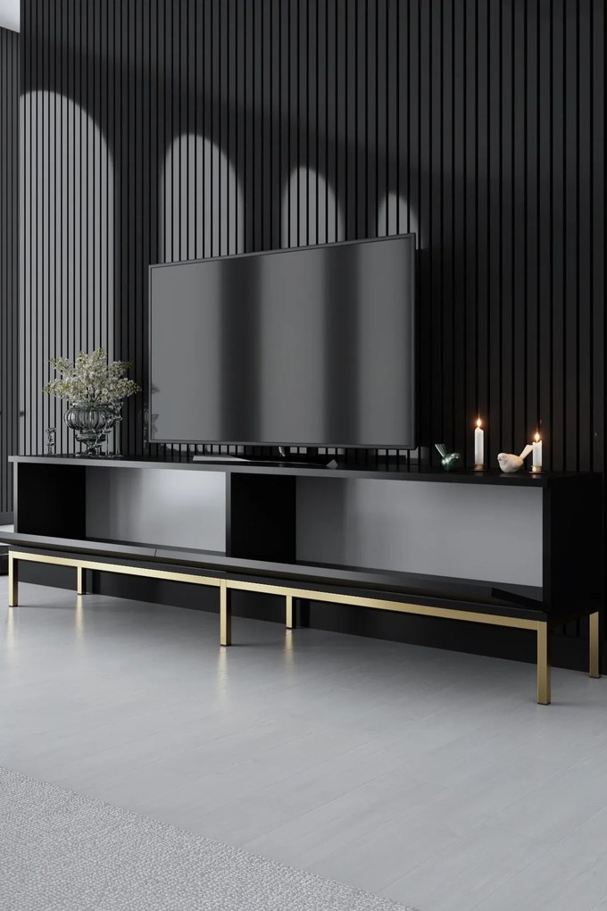 Móvel TV Lord – Preto e Dourado – 180 x 47 x 30 cm