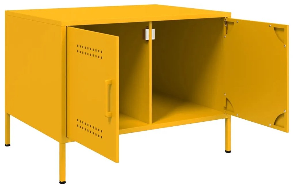 Mesa de centro 68x50x50,5 cm aço amarelo mostarda