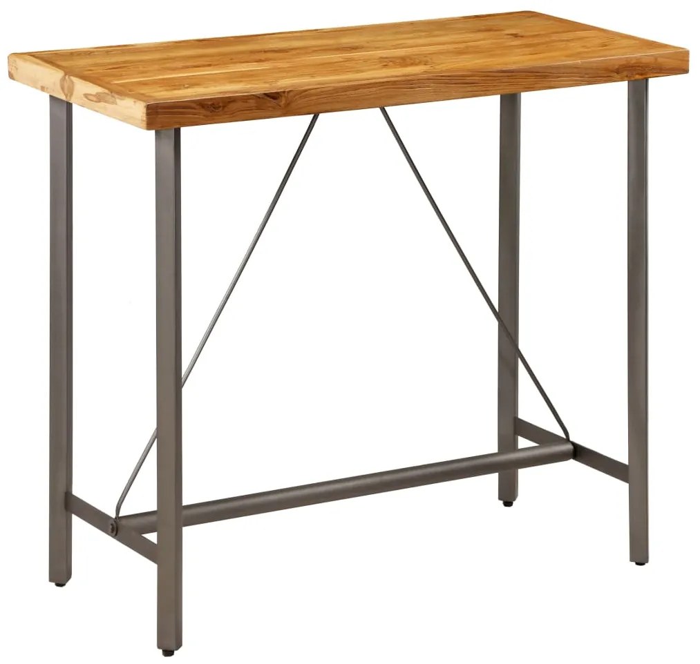 Mesa de bar em madeira de teca recuperada maciça 120x58x106 cm