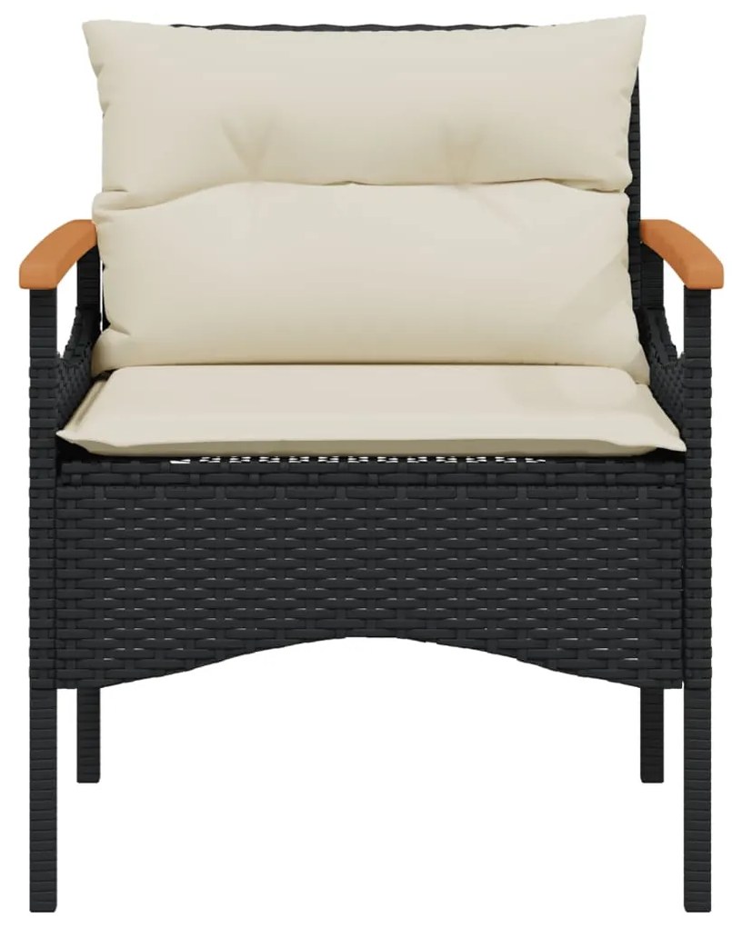 4 pcs conjunto de sofás para jardim c/ almofadões vime PE preto