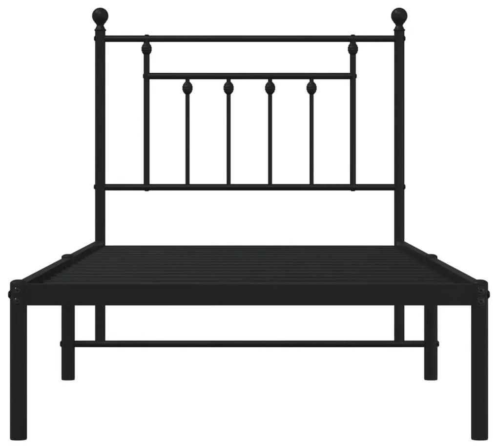 Estrutura de cama com cabeceira 90x200 cm metal preto