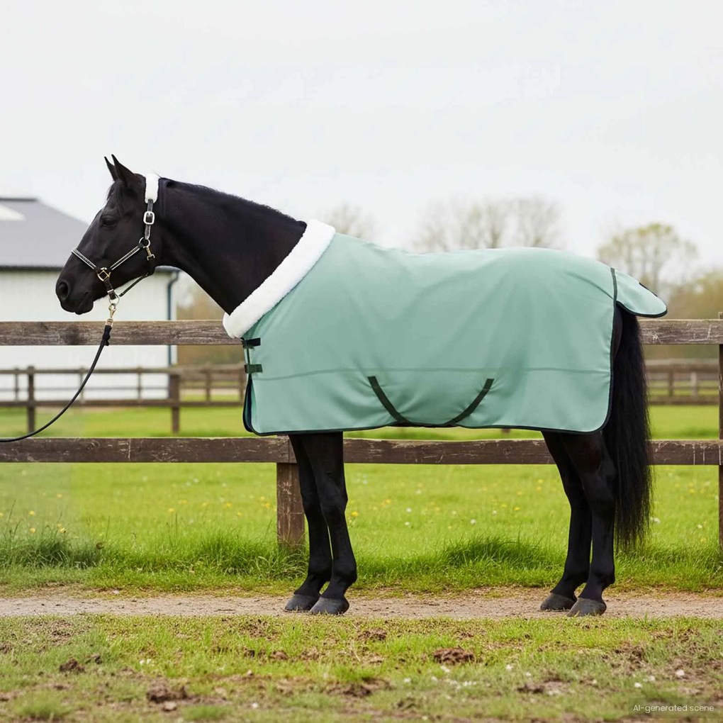 vidaXL Cobertor de Cavalo Verde escuro total 155 cm Fleece polar