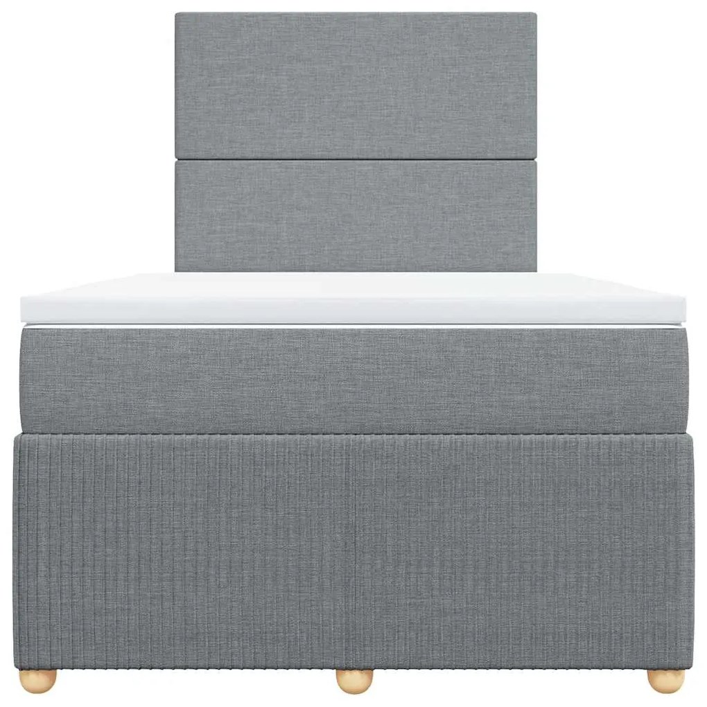 Cama com molas/colchão 120x200 cm tecido cinza-claro