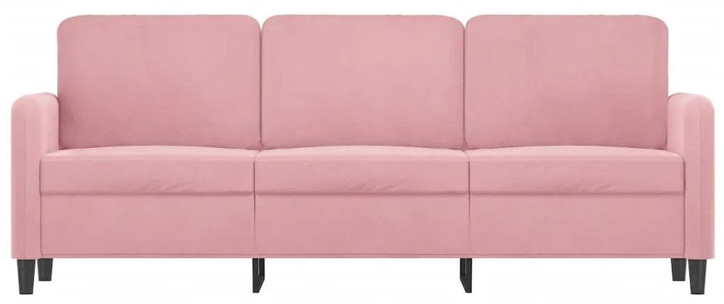 Sofá de 3 lugares 180 cm veludo rosa